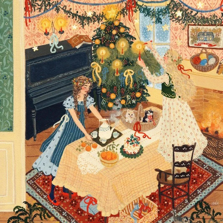 "Christmas at Orchard House" Art Print by Loré Pemberton