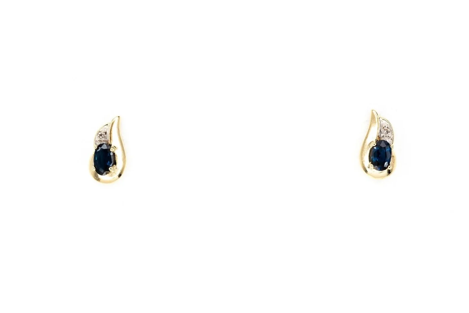 (T)Yellow Gold Diamond Sapphire Drop Stud Earrings