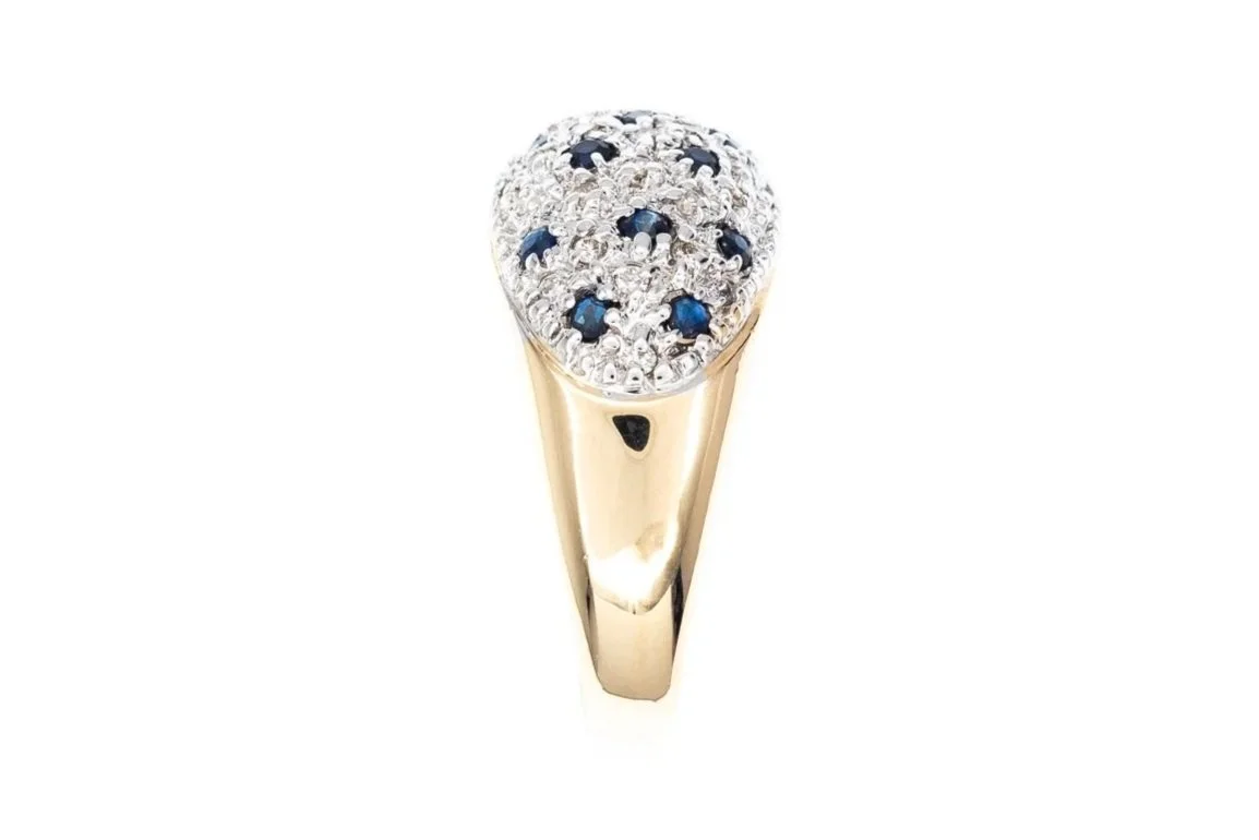 (S)Yellow Gold Diamond Sapphire Gemstone Ring