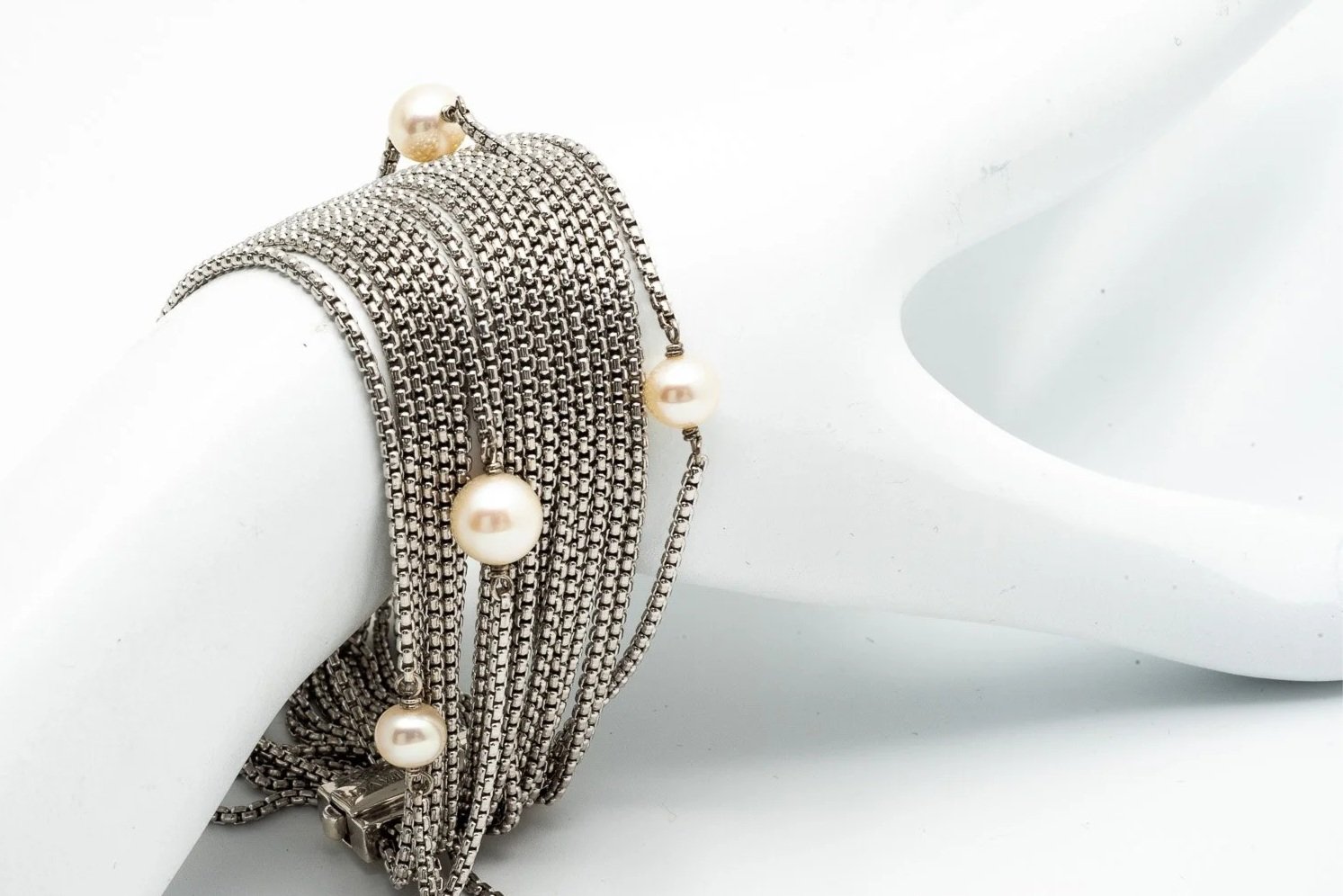 (W)Sterling Silver Freshwater Cultured Pearl David Yurman Designer Bracelet