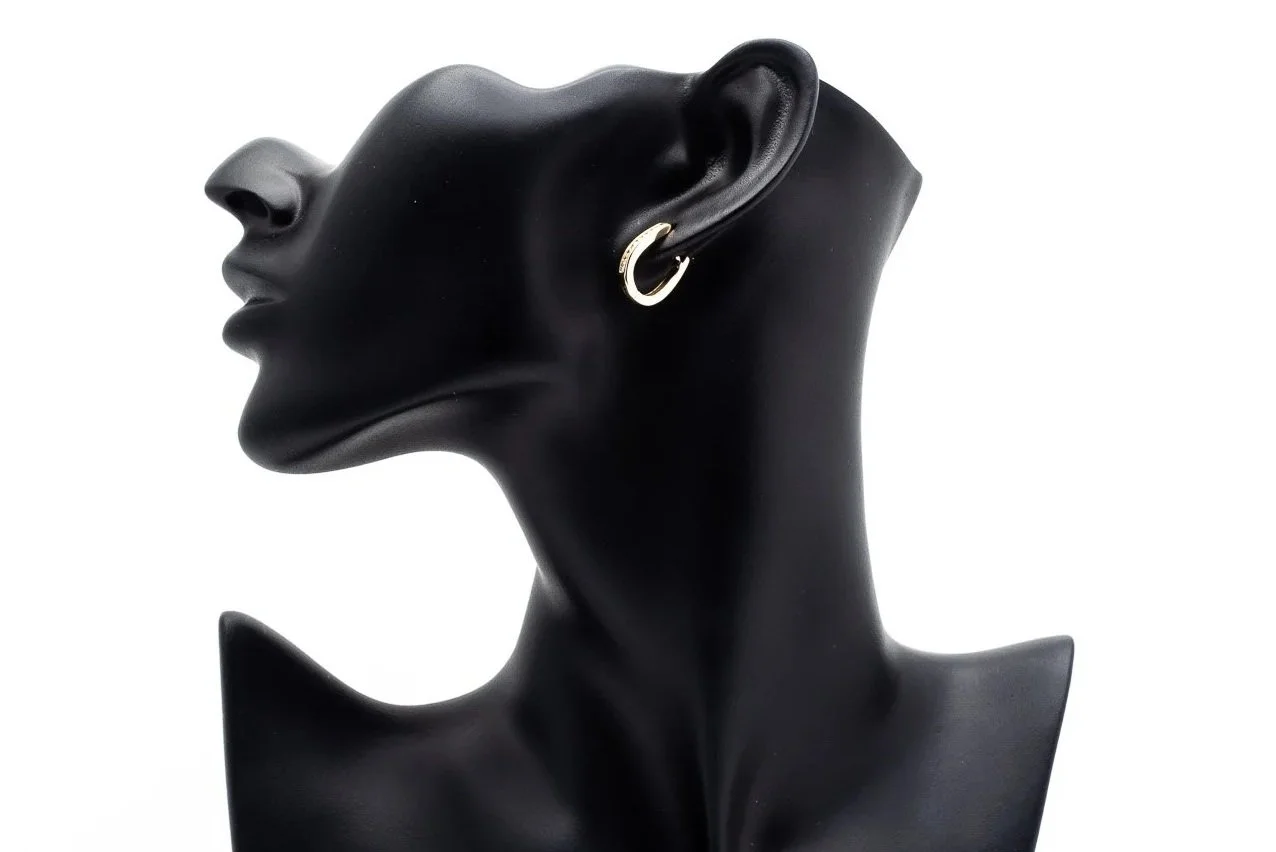 (S)Yellow Gold Round Brilliant Cut Diamond Hoop Earrings