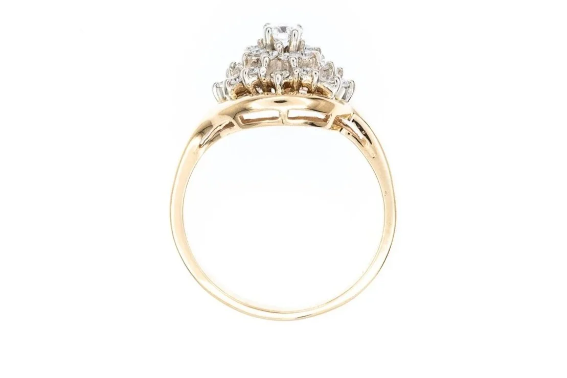 (F)Yellow White Gold Multi Diamond Ring