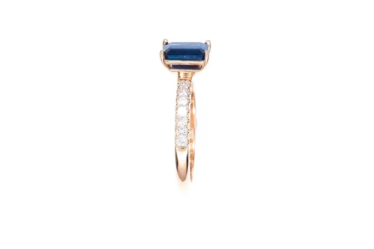 (S)Rose Gold Diamond Pink Sapphire Gemstone Ring