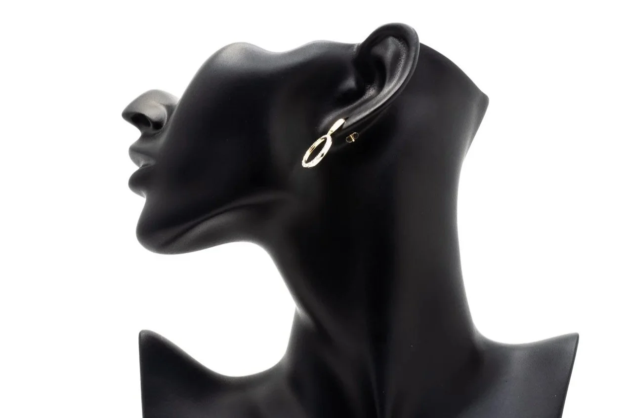 (S)Yellow Gold Single Cut Diamond Drop Dangle Stud Earrings