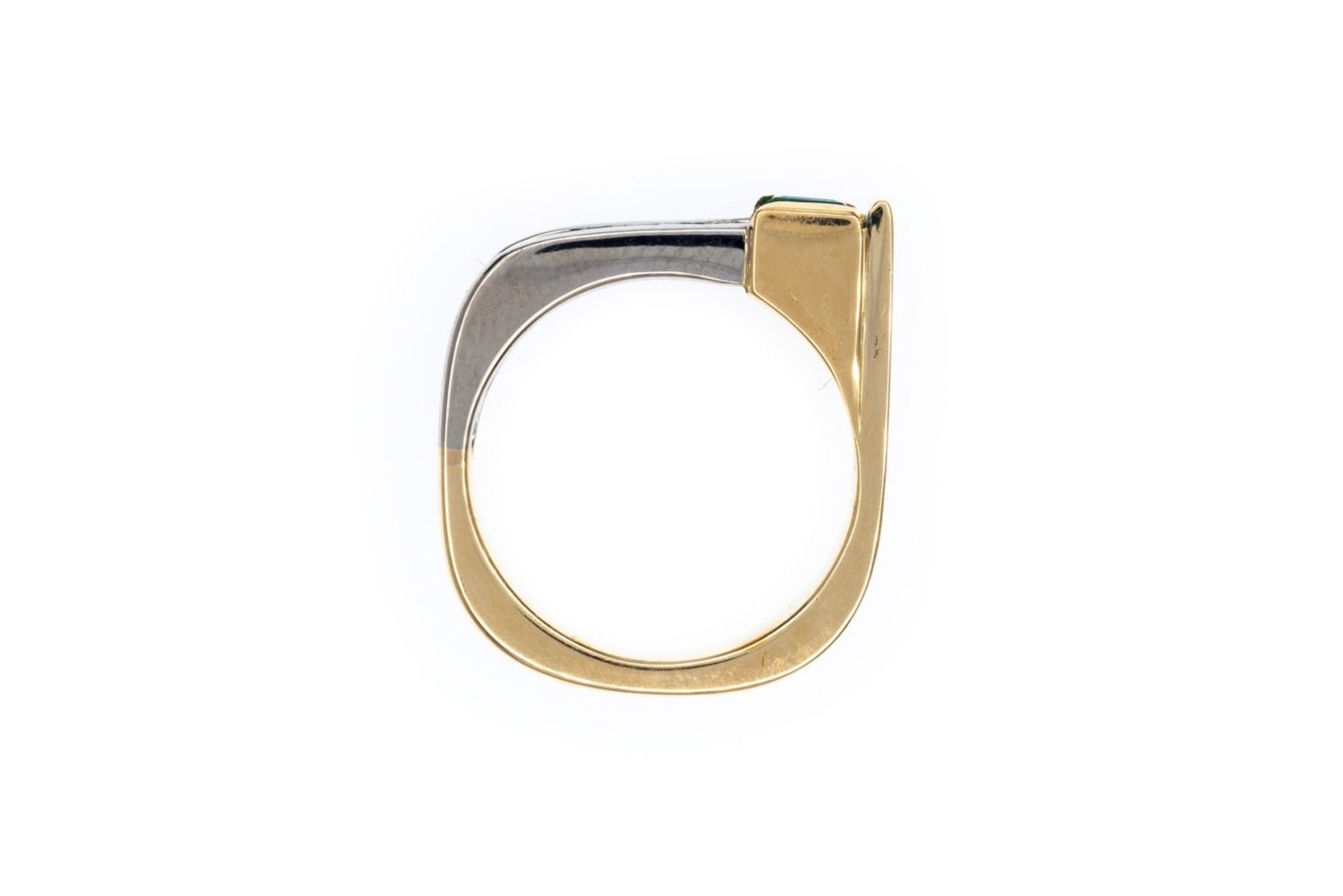 (F)White Yellow Gold Diamond Emerald Gemstone Ring