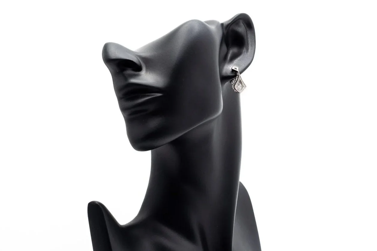 (F)White Gold Diamond Drop Dangle Stud Earrings