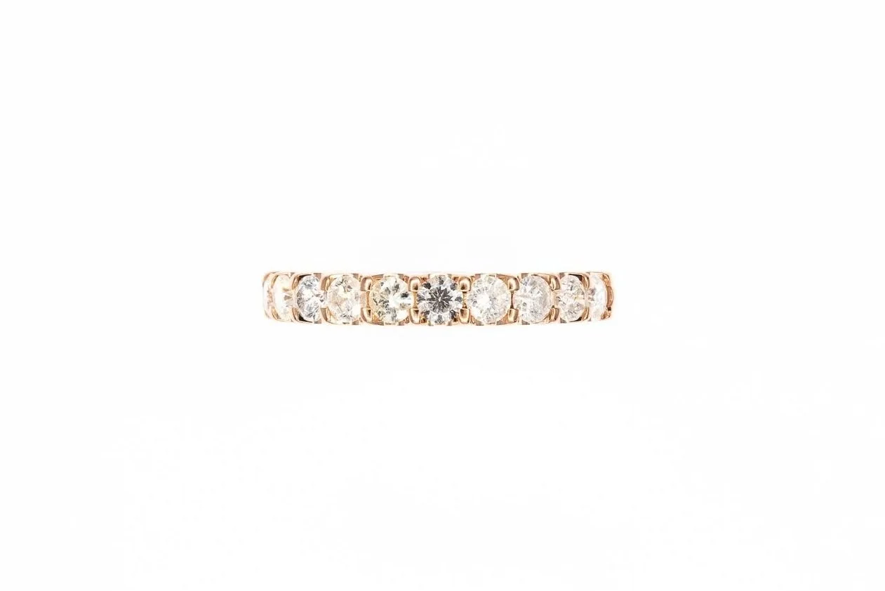 (T)Rose Gold Round Brilliant Cut Diamond Band