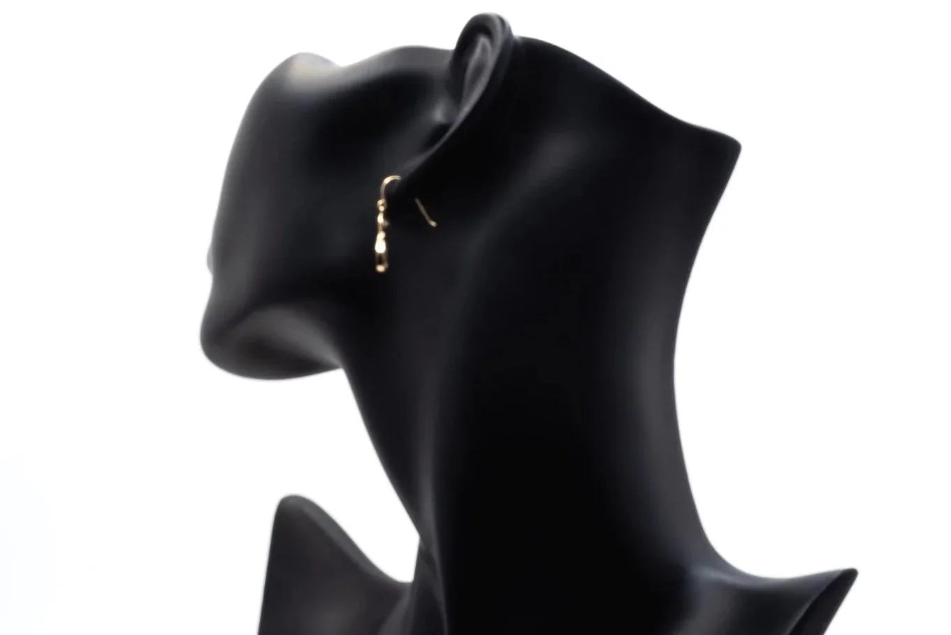 (B)Yellow Gold Pear Rose Cut Diamond Drop Dangle Shepherd Hook Earrings