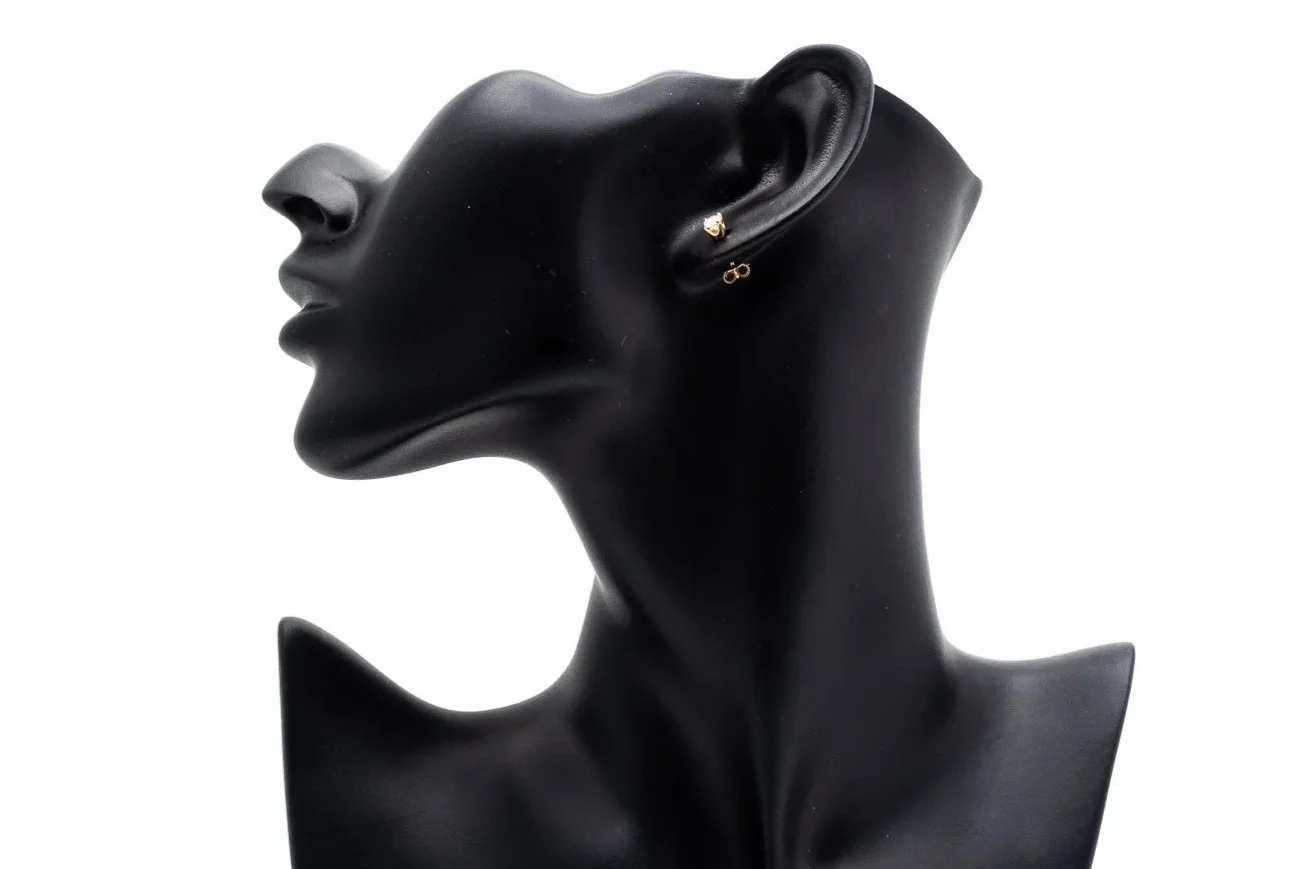 (S)Yellow Gold Solitaire Round Brilliant Cut Diamond Stud Earrings