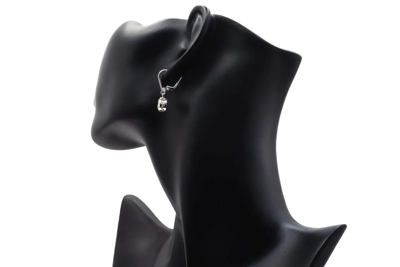 (B)White Gold Solitaire Round Brilliant Cut Diamond Drop Dangle Lever Back Earrings