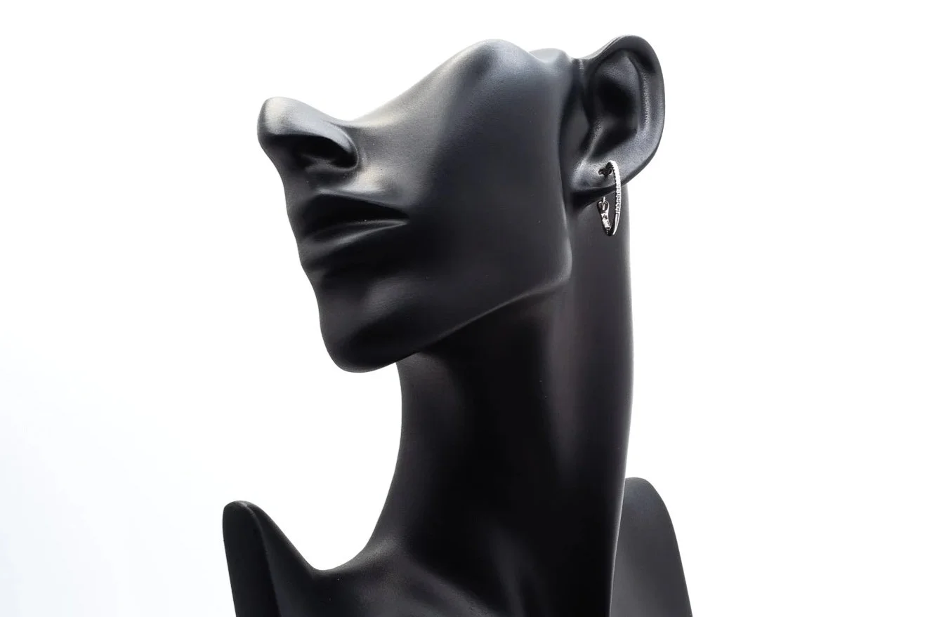 (F)White Gold Round Brilliant Cut Hinged Back Hoop Earrings