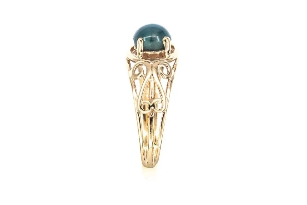 (S)Yellow Gold Solitaire Cat's Eye Alexandrite Gemstone Ring