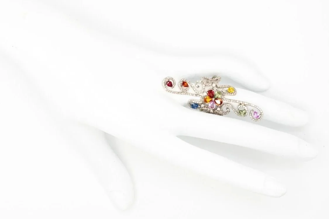 (H)White Gold Diamond Sapphire Gemstone Ring