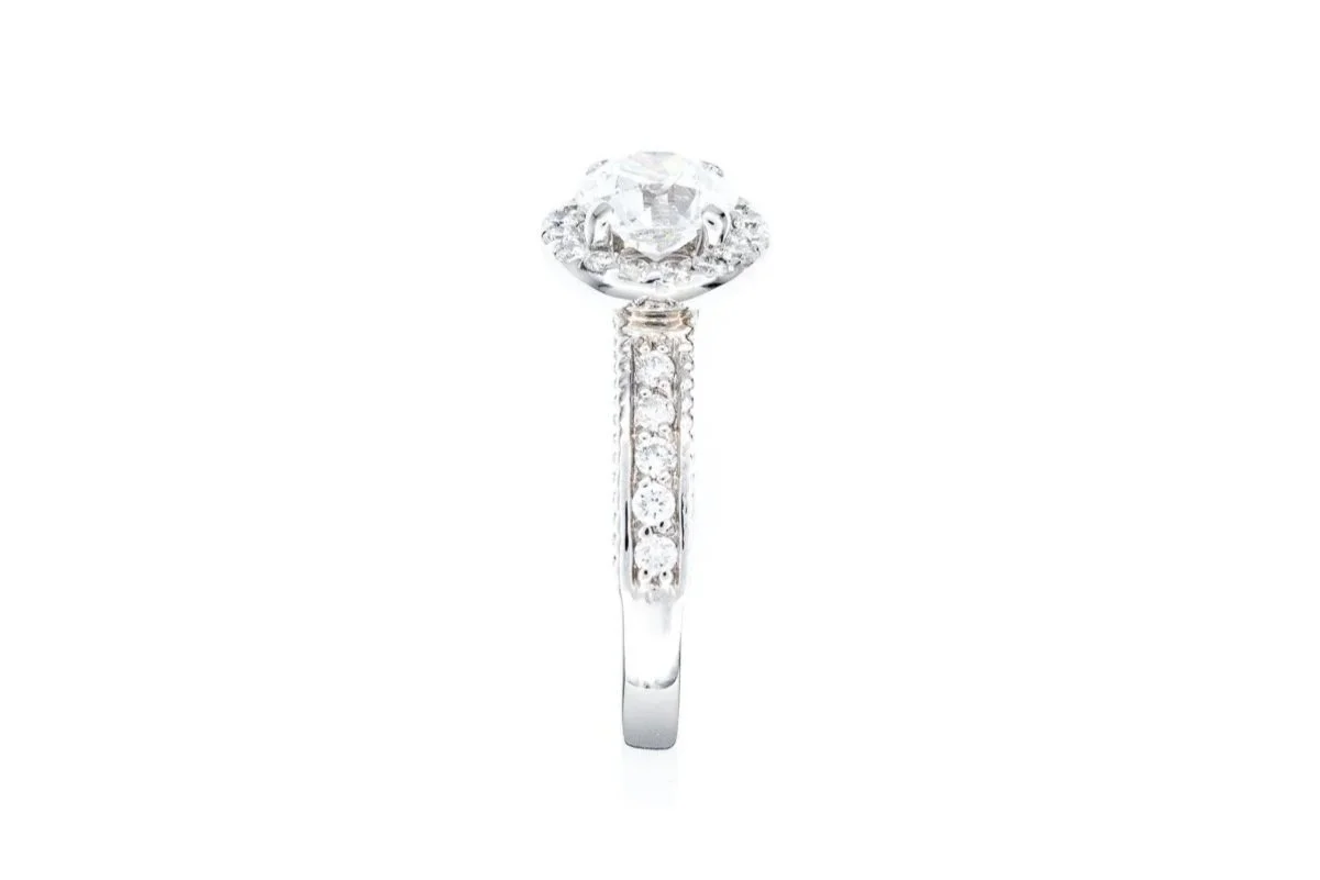 (S)White Gold Old European Cut Diamond Engagement Ring