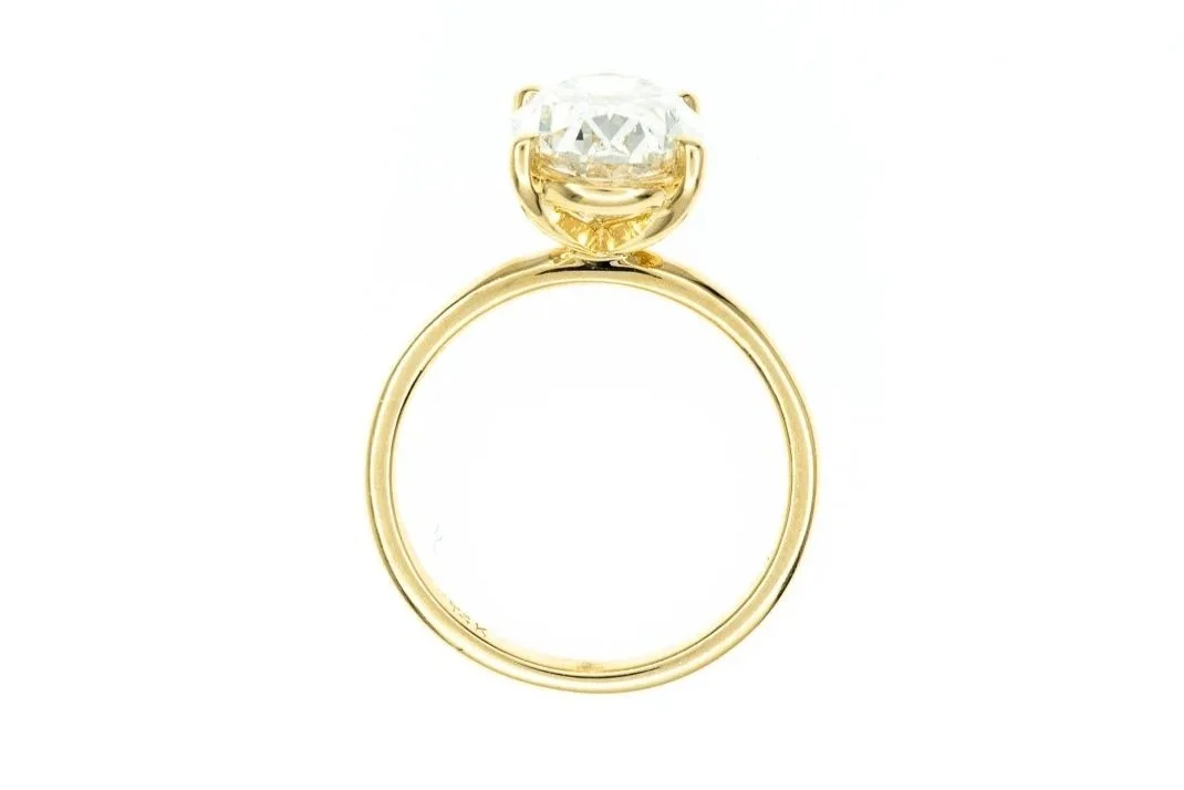 (F)Yellow Gold Solitaire Oval Brilliant Cut Lab Grown Diamond Engagement Ring