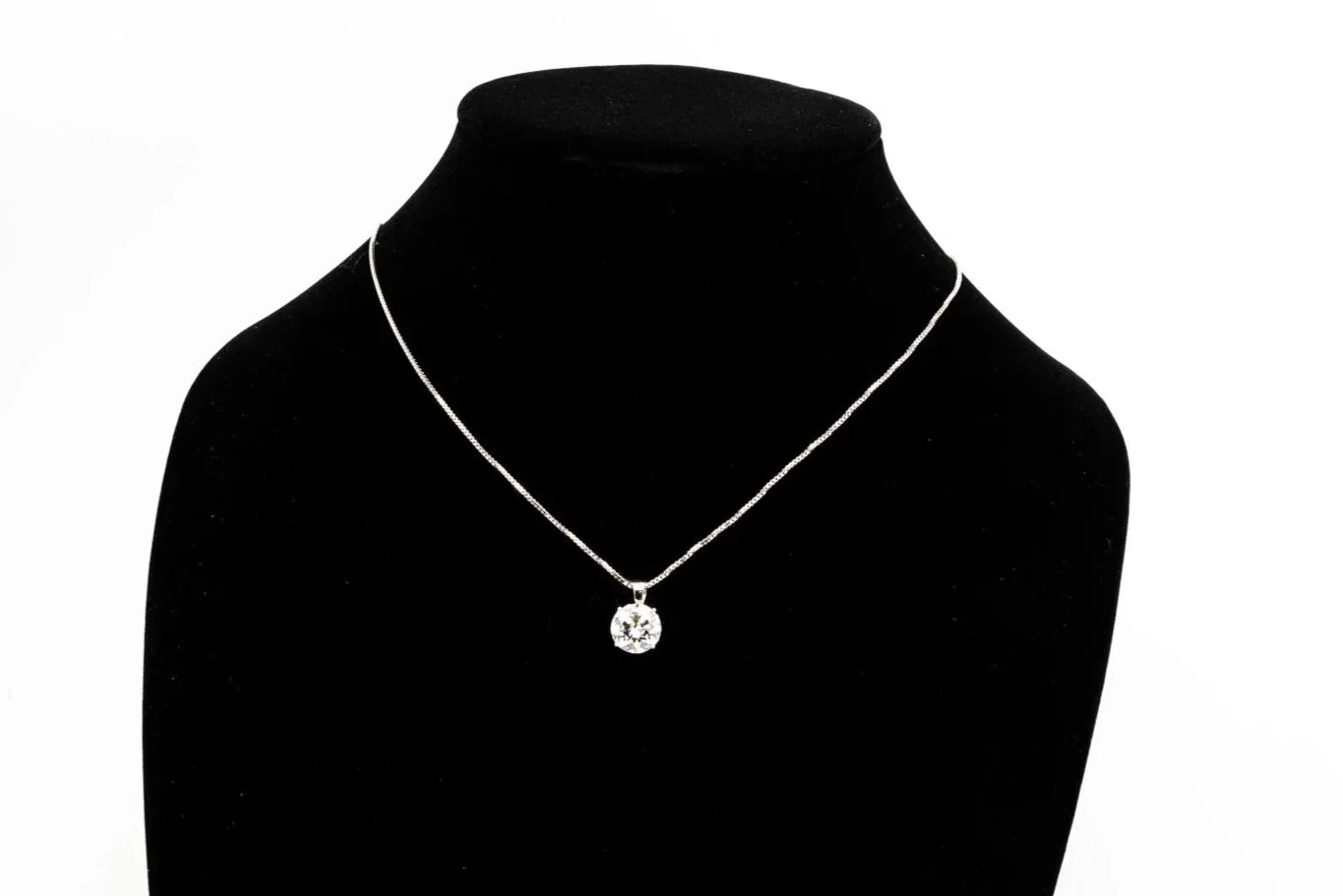 (F)White Gold Solitaire Round Brilliant Cut Lab Grown Diamond Pendant