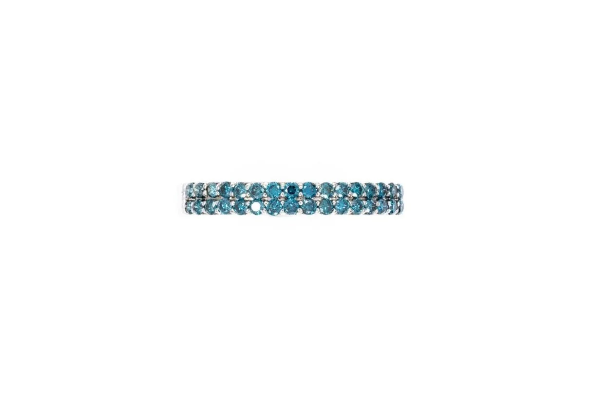 (T)White Gold Round Brilliant Cut Blue Diamond Band