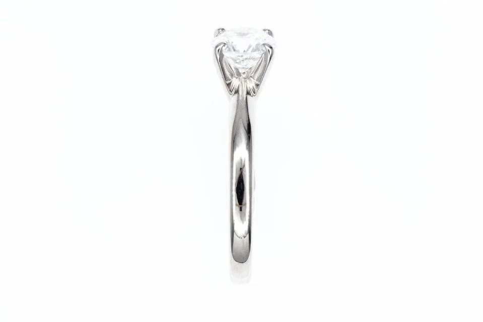 (S)White Gold Solitaire Round Modified Brilliant Cut Canadian Diamond Engagement Ring