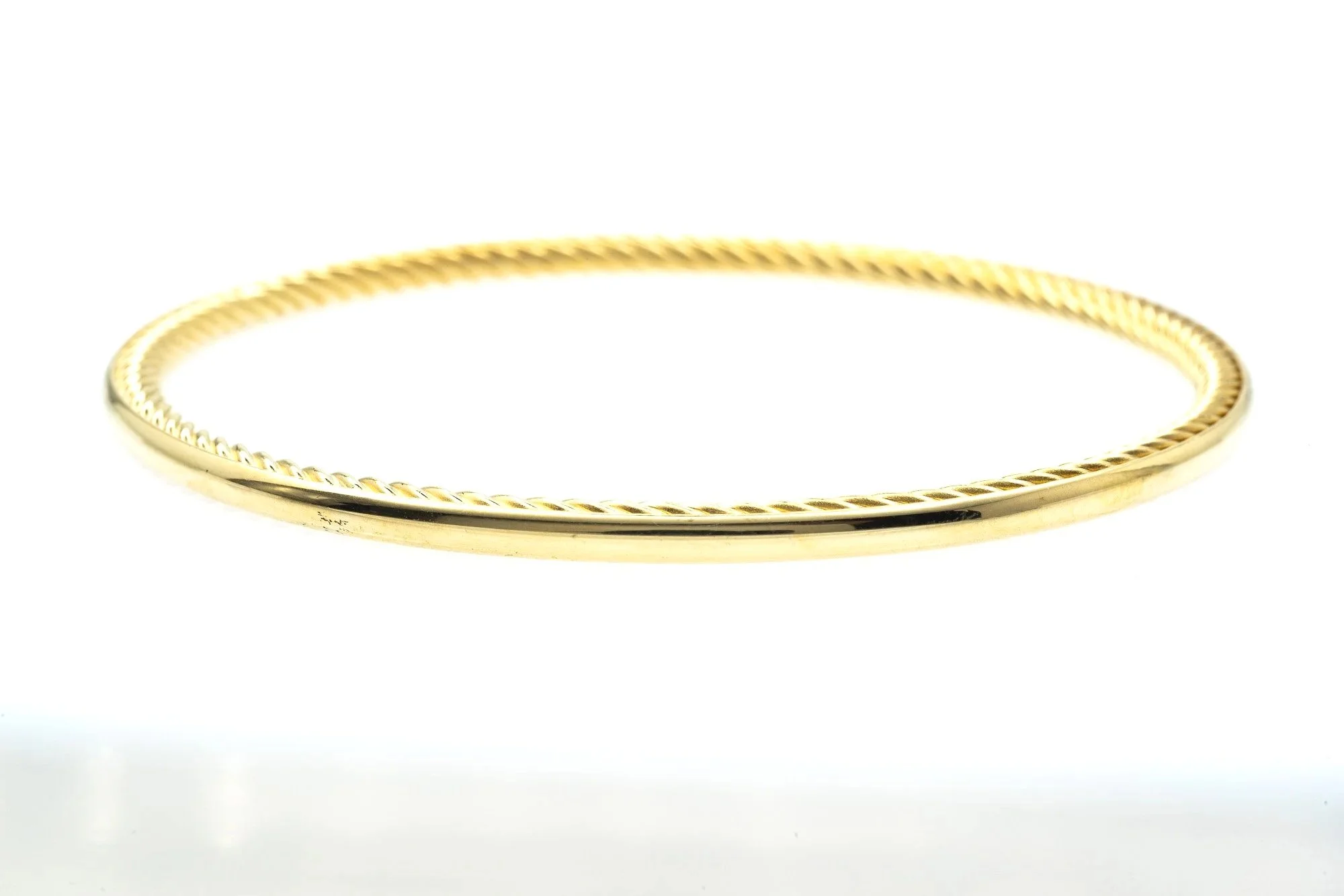 (F)Yellow Gold David Yurman Inside Classic Cable Bangle Bracelet
