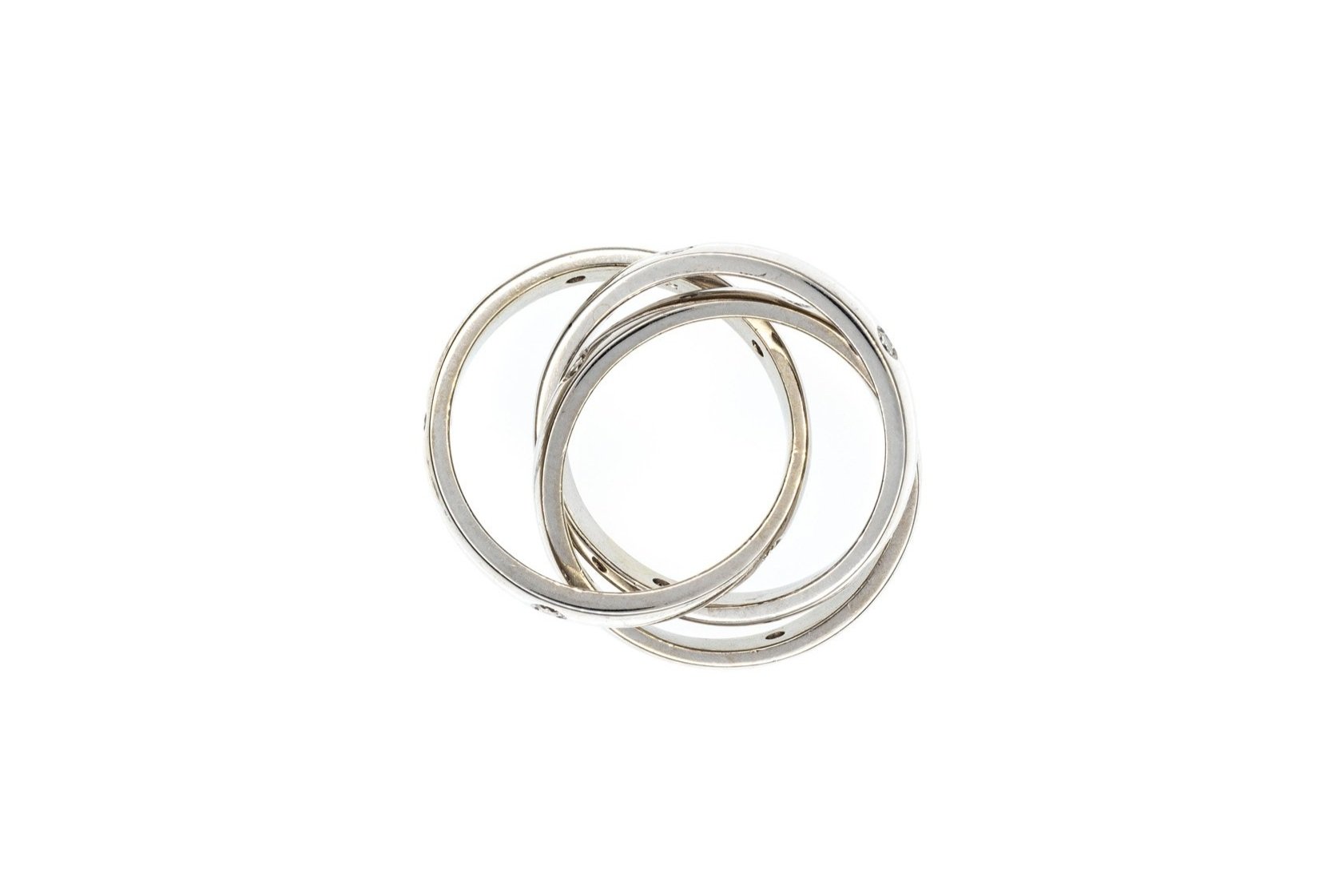 (F)White Gold Round Brilliant Cut Trinity Rolling Multi Diamond Ring