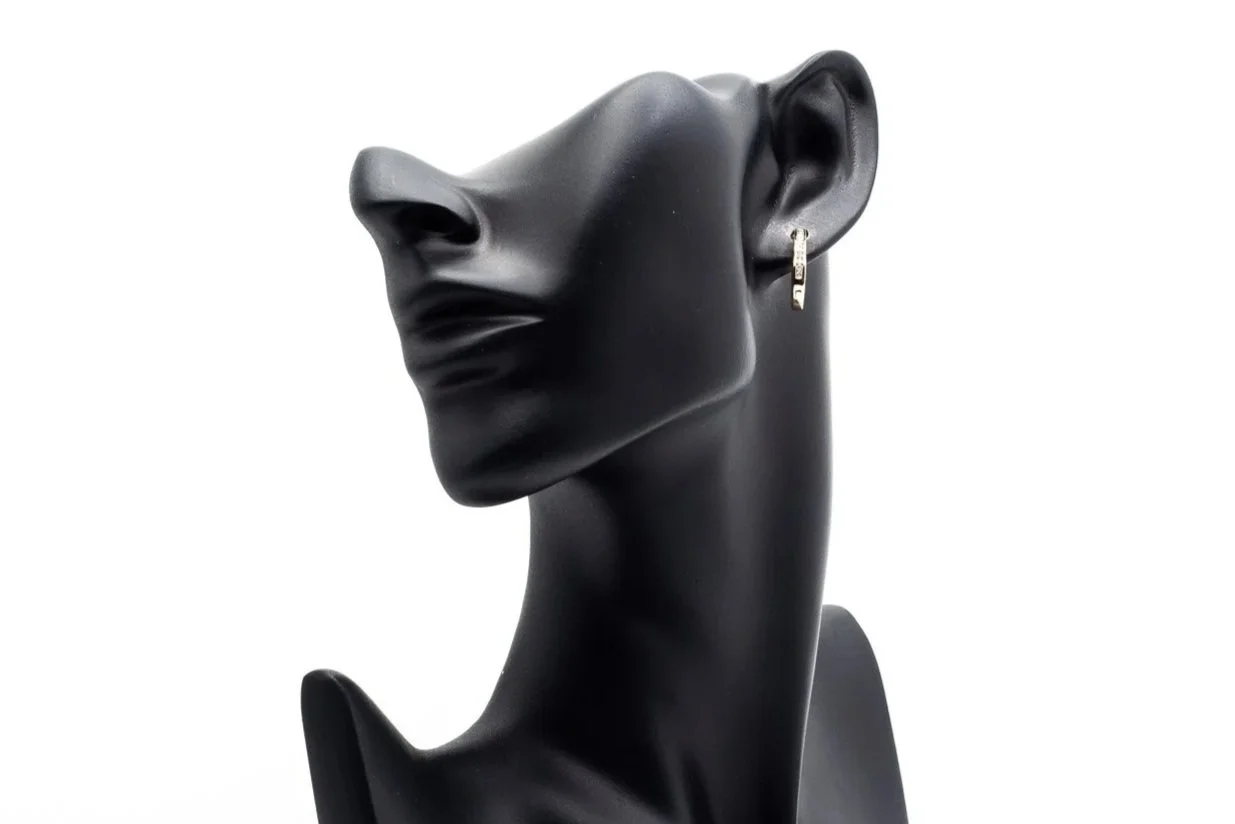 (F)Yellow Gold Round Brilliant Cut Diamond Hoop Earrings