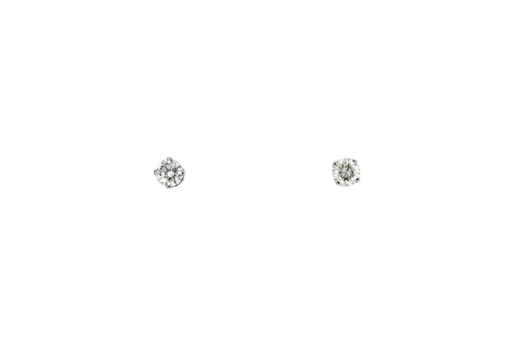(T)White Gold Solitaire Round Brilliant Cut Diamond Stud Earrings
