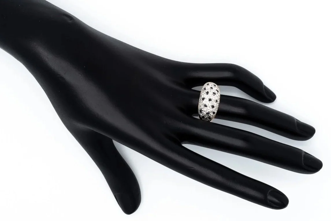 (H)Yellow Gold Diamond Sapphire Gemstone Ring