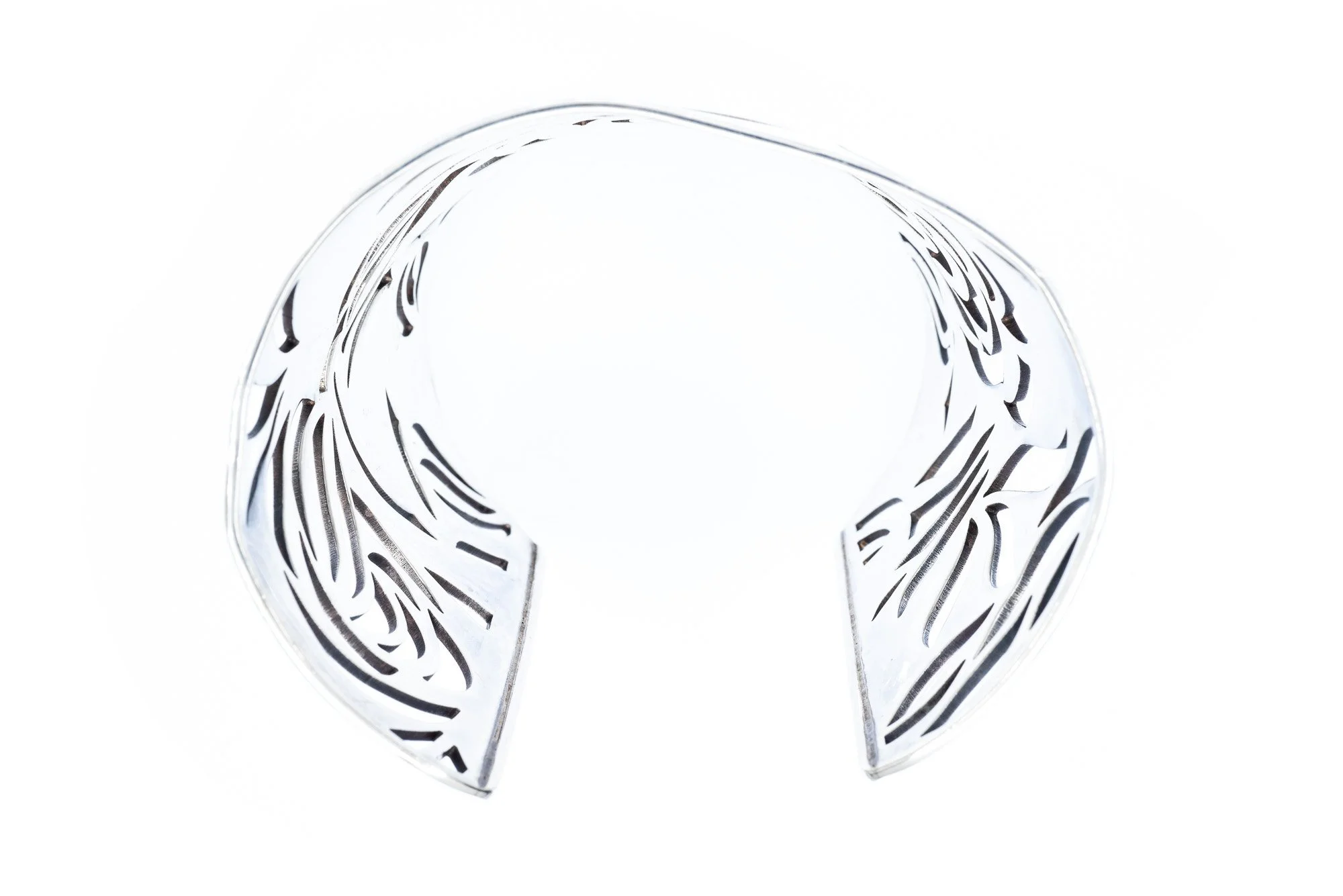 (F)Sterling Silver Designer Chanel Camellia Cuff Bracelet