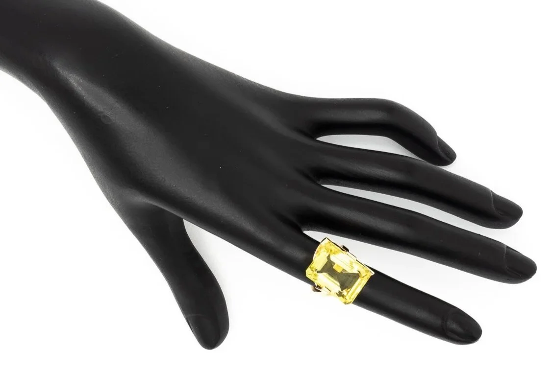 (H)Yellow Gold Solitaire Heliodor Golden Beryl Gemstone Ring