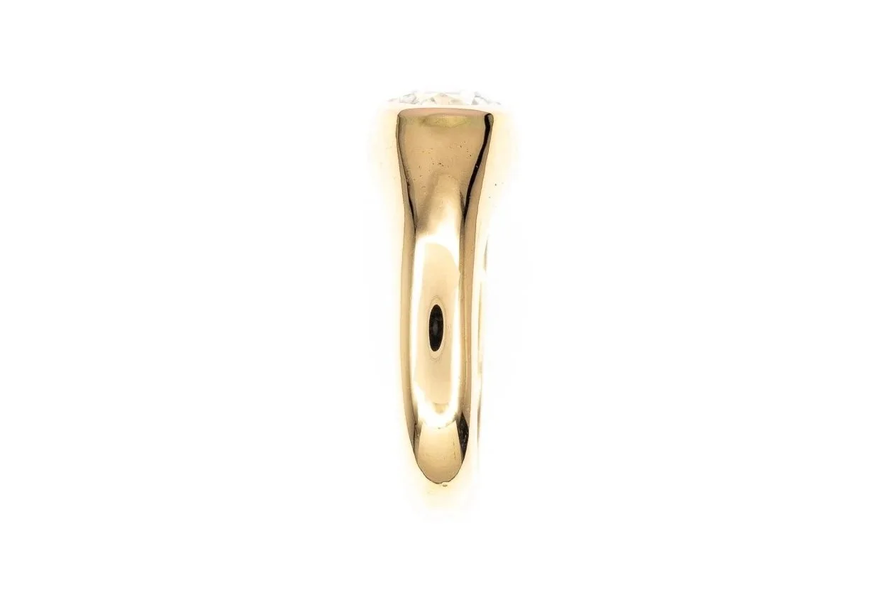 (S)Yellow Gold Solitaire Old Mine Cut Diamond Band