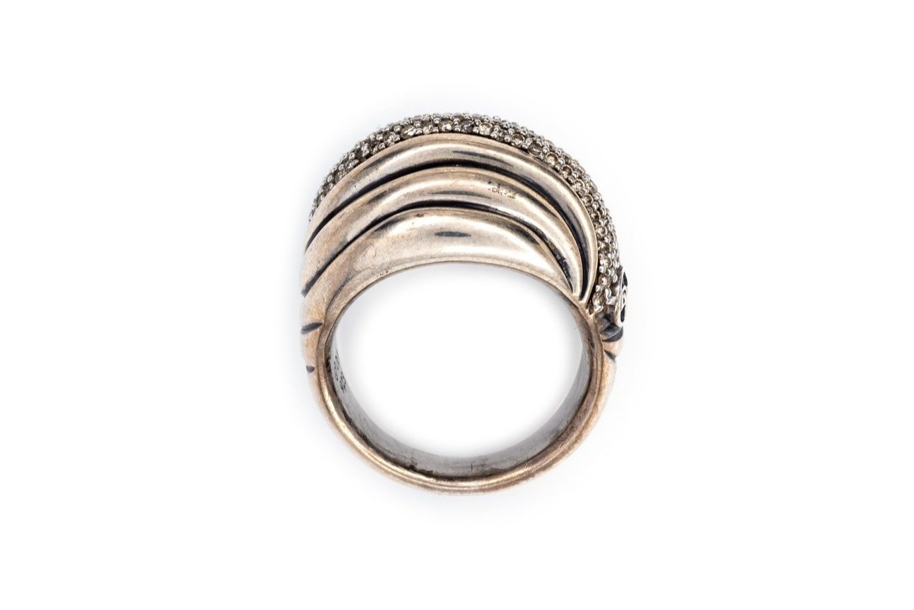 (F)Sterling Silver Diamond David Yurman Designer Ring