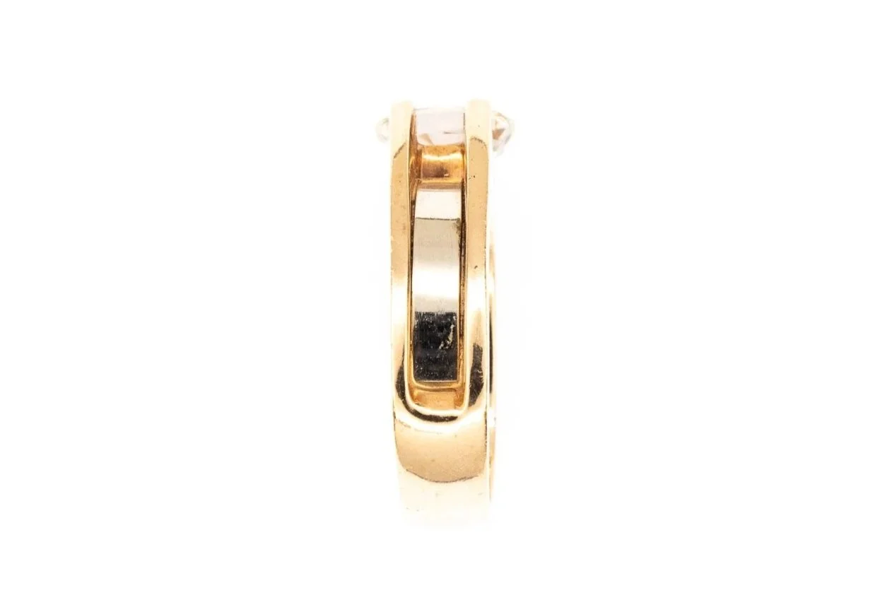 (S)Yellow White Gold Solitaire White Sapphire Gemstone Ring