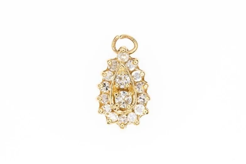(T)Yellow Gold Diamond Drop Shaped Pendant