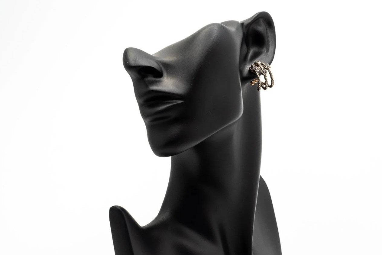 (F)Sterling Silver Yellow Gold David Yurman J Hoop Earrings