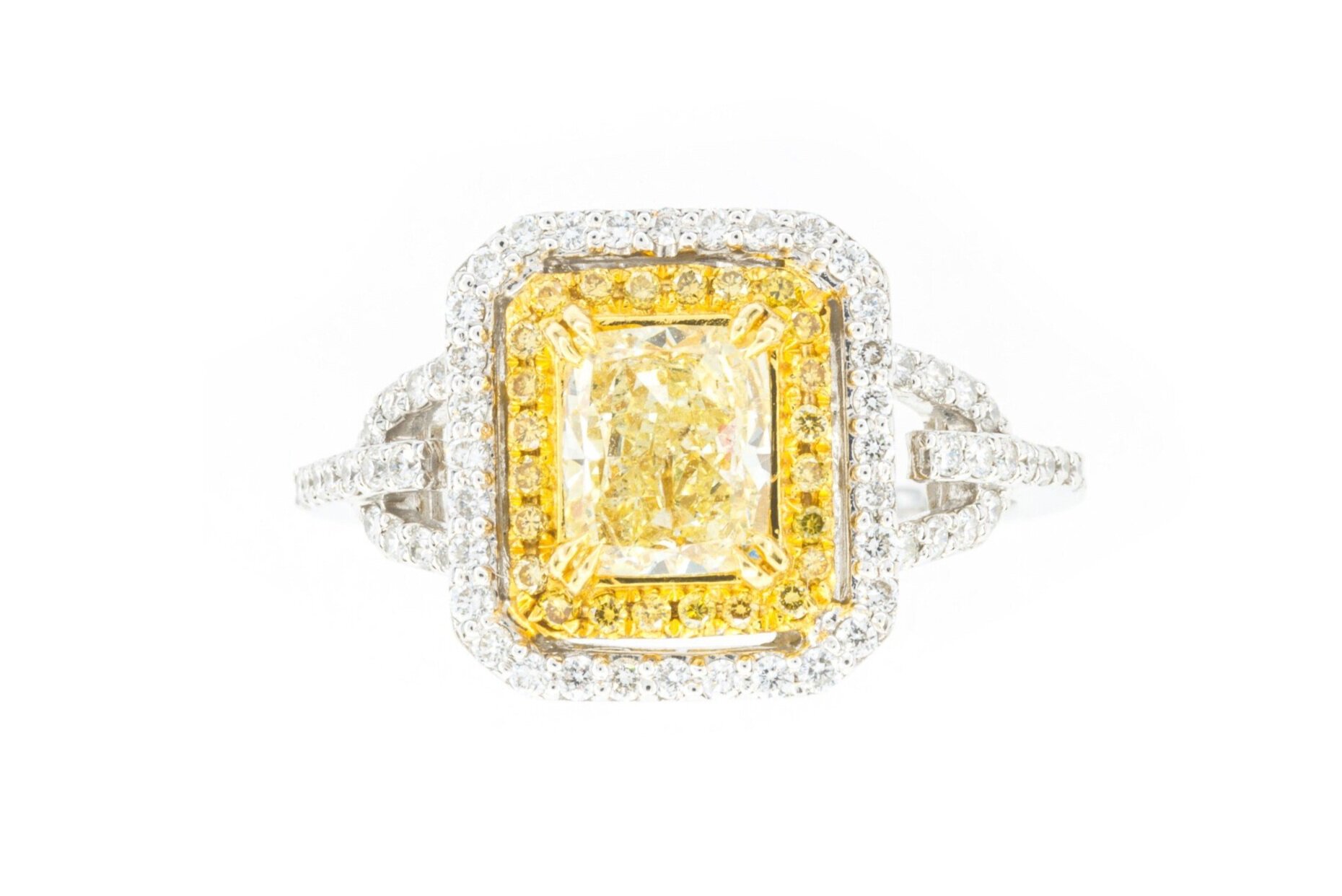 (T)White Gold Yellow Gold Fancy Yellow Diamond Engagement Ring