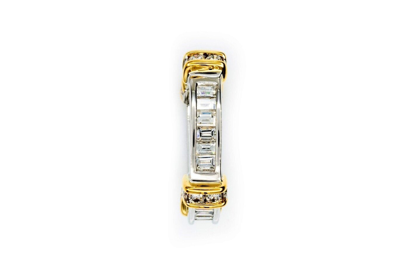 (S)White Yellow Gold Round Baguette Cut Diamond Eternity Band