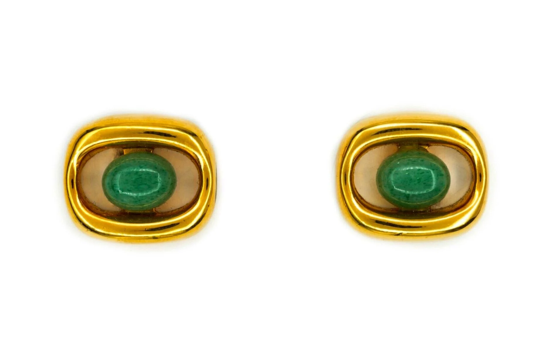 (T)Yellow Gold Aventurine Quartz Cufflinks