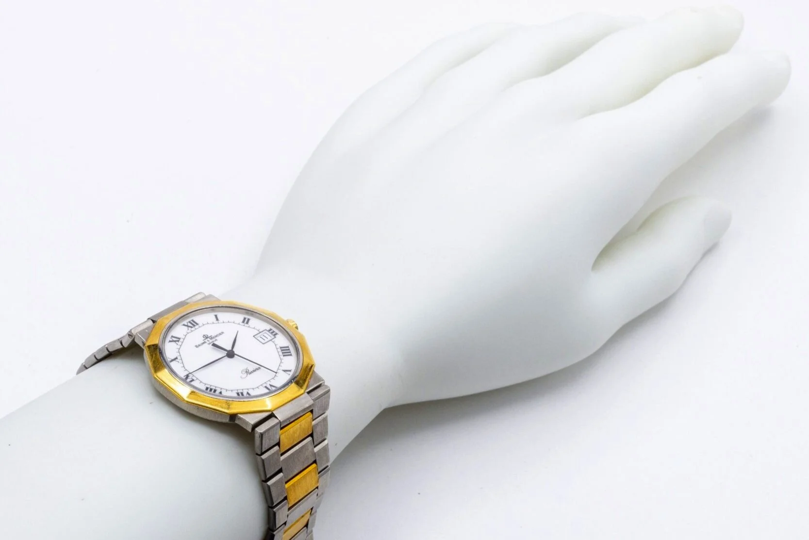(W)35mm Swiss Made Baume & Mercier Riviera Yellow Gold Stainless Steel Quartz Movement Wristwatch