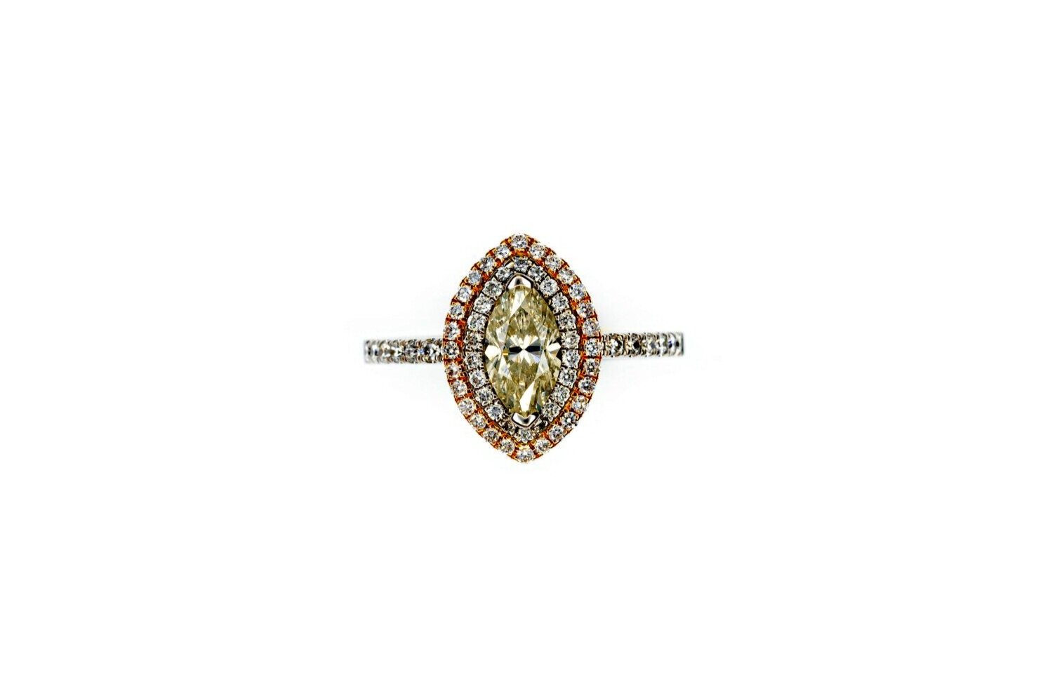 (T)White Rose Gold Marquise Brilliant Cut Diamond Halo Engagement Ring