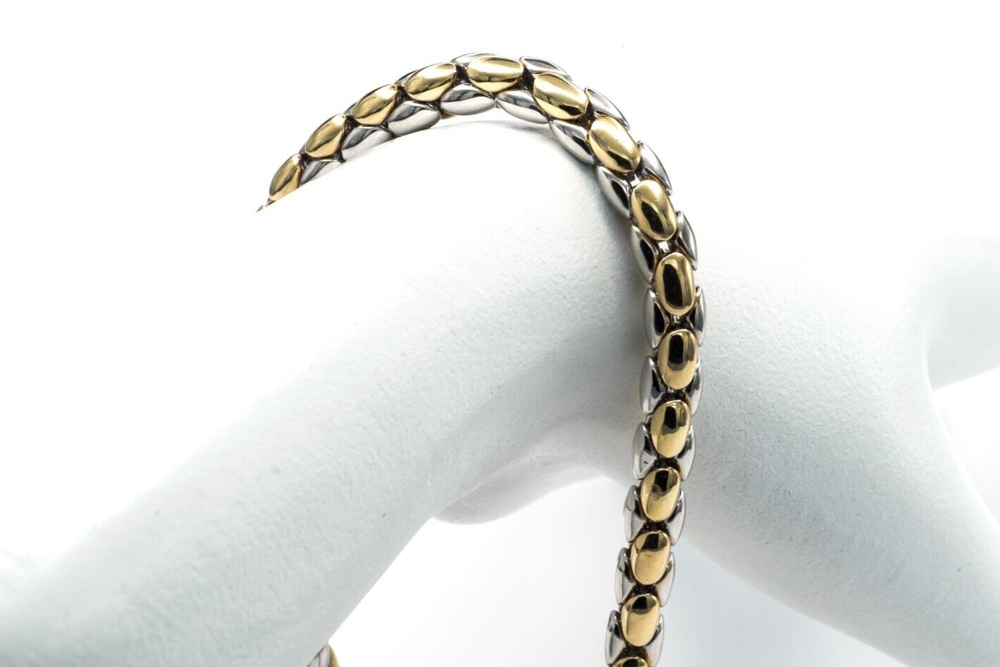(W)White Yellow Gold Fancy Link Bracelet