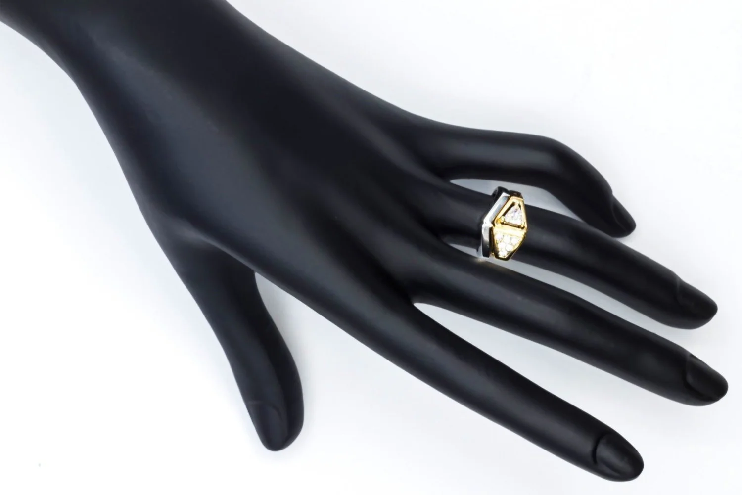 (Hb)Yellow Gold Trillion Cut Diamond Engagement Ring Wedding Set