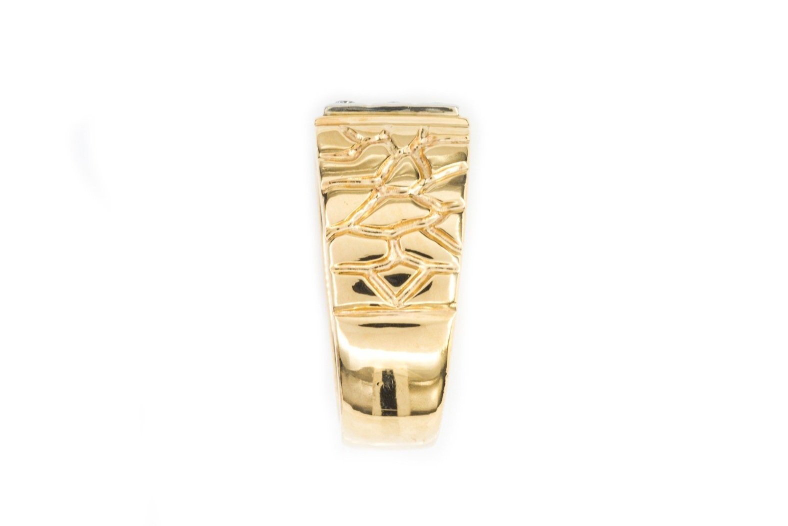 (S)Yellow Gold Round Brilliant Cut Diamond Gents Band