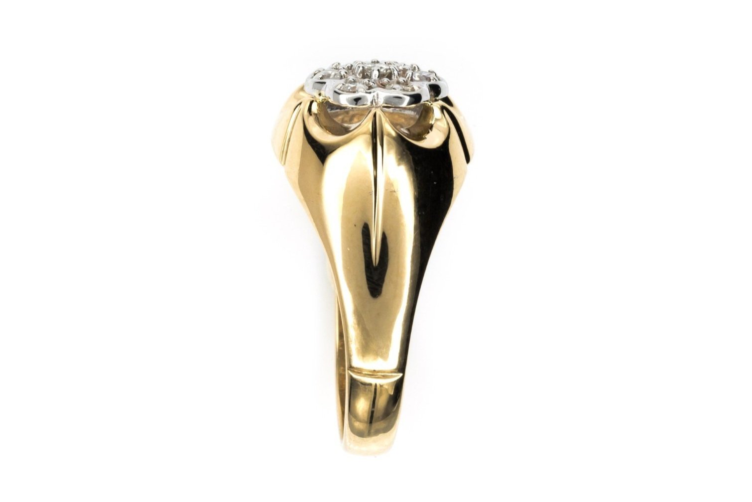 (S)Yellow White Gold Round Brilliant Cut Diamond Ring