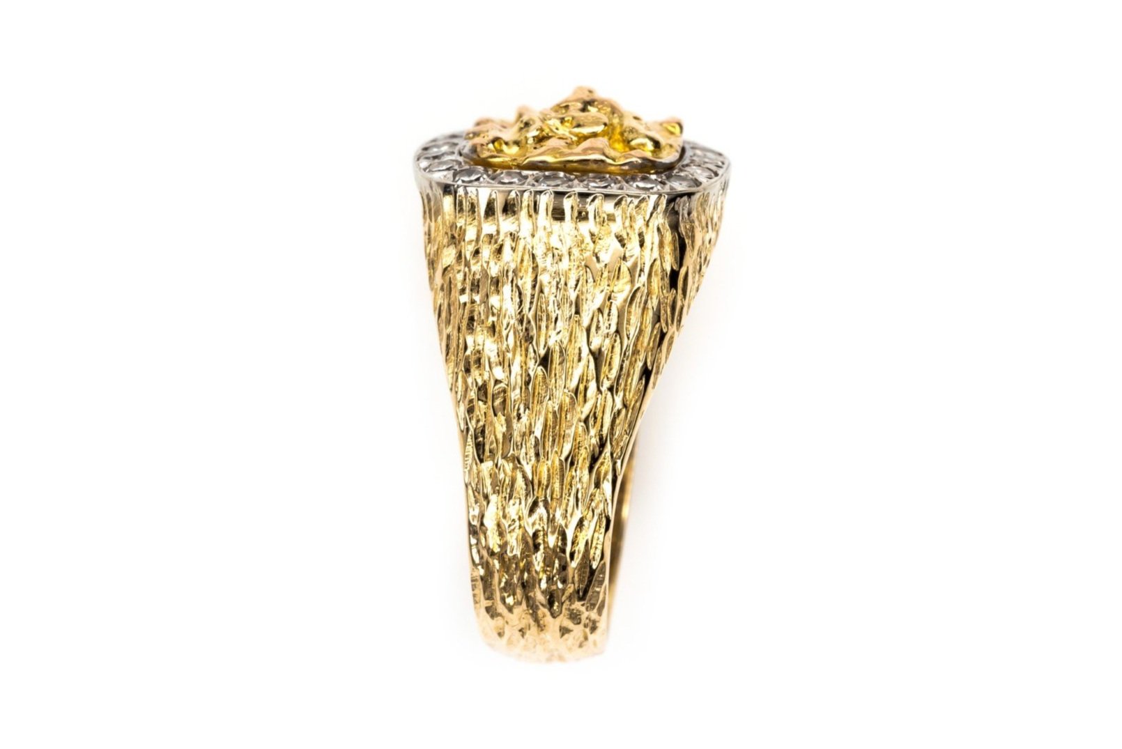 (S)White Yellow Gold Single Cut Diamond Nugget Ring