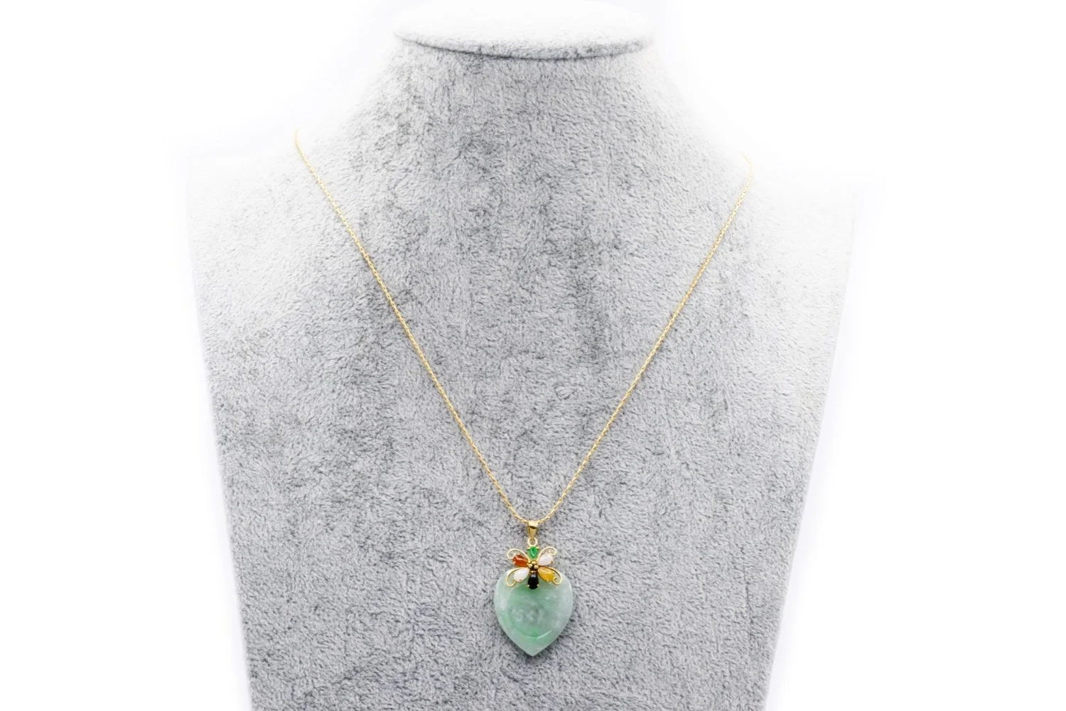 VNE-128 Yellow Gold Jadeite Jade Drop Pendant Necklace — Fleetwood