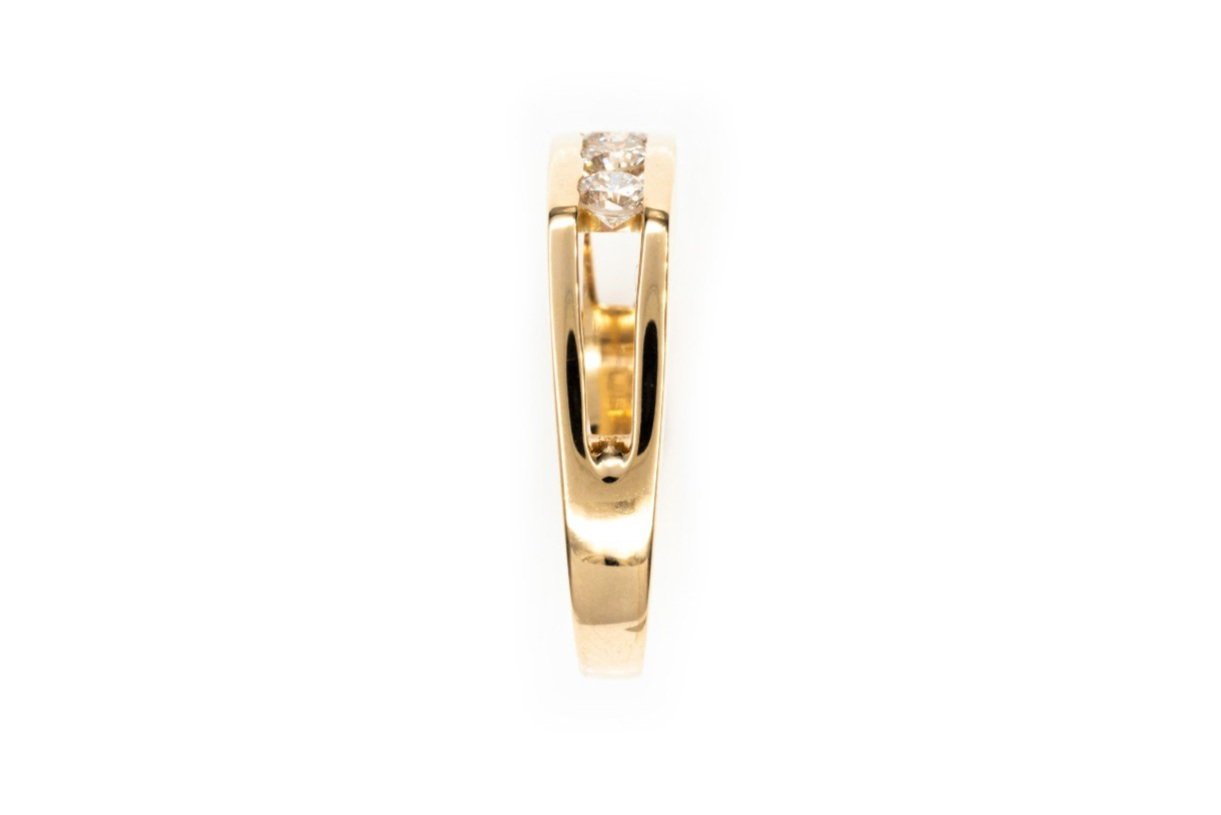 (S)Yellow Gold Round Brilliant Cut Diamond Band
