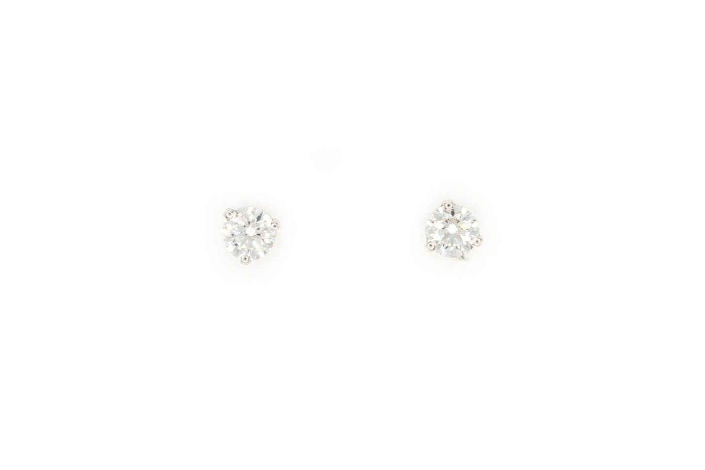 (T)White Gold Solitaire Round Brilliant Cut Diamond Stud Earrings