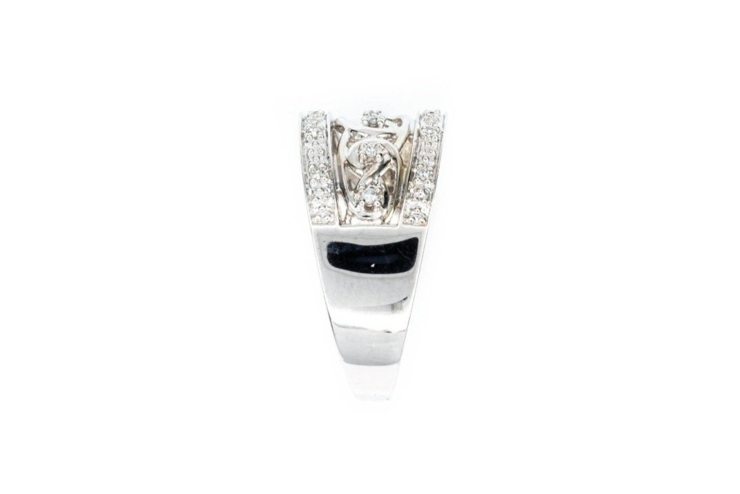 (S)White Gold Single Cut Multi Diamond Ring