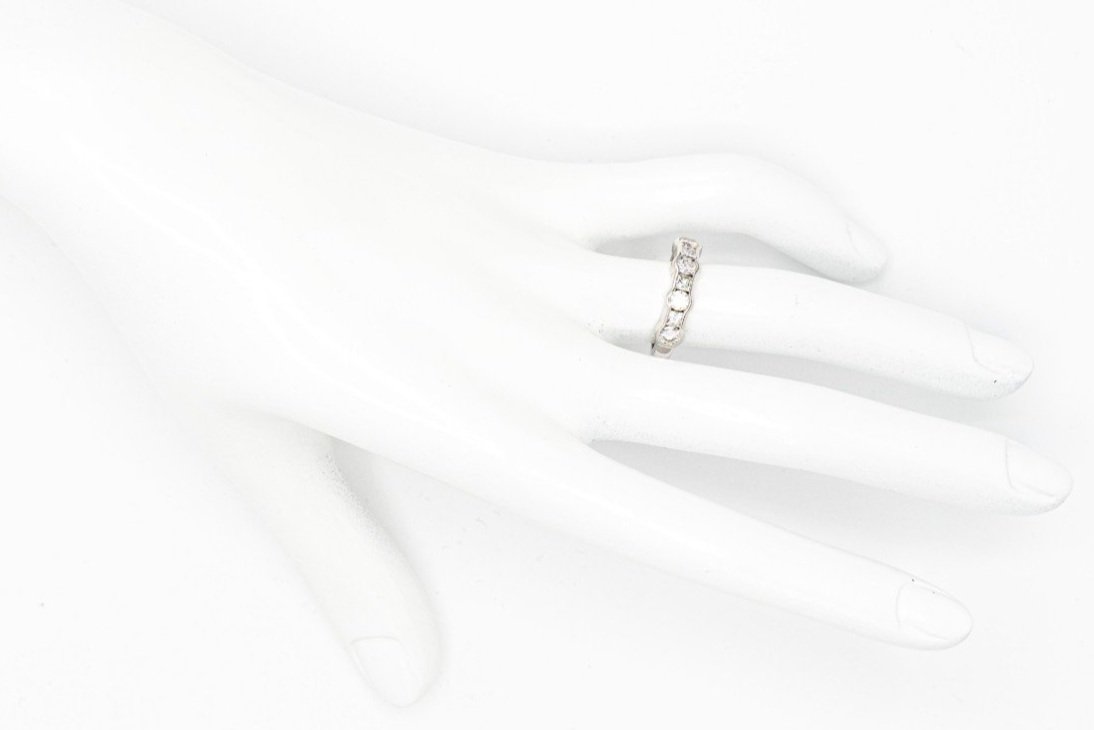 (H)White Gold Round Brilliant Princess Cut Multi Diamond Ring