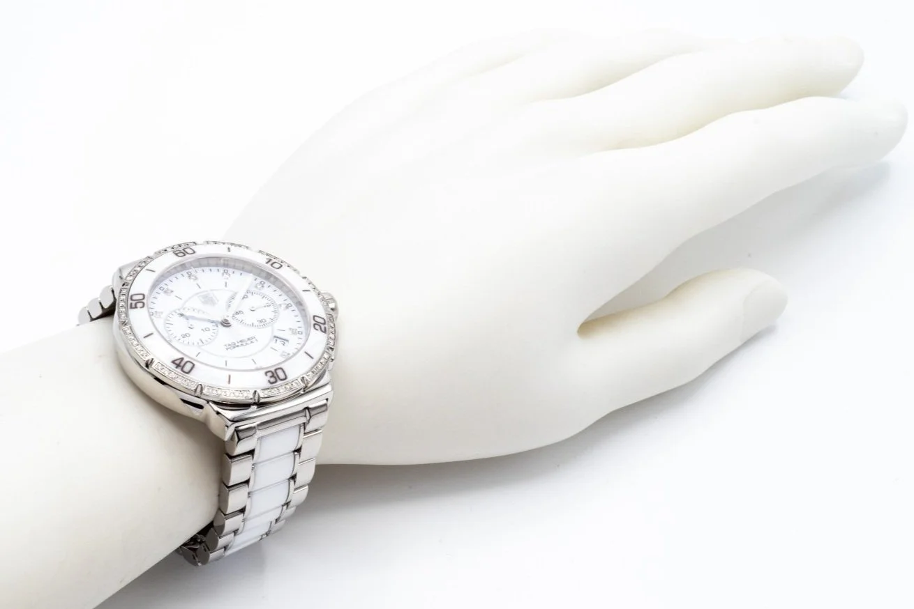 TAG HEUER FORMULA 1 STEEL WHITE CERAMIC DIAMOND LADIES 41MM QUARTZ WATCH 224826512080_2.JPG main image 2